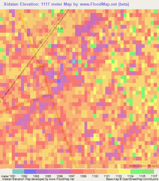 Xidatan,China Elevation Map