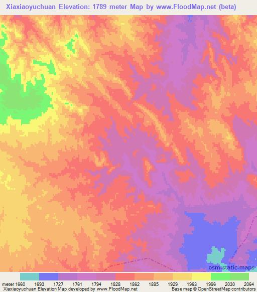 Xiaxiaoyuchuan,China Elevation Map
