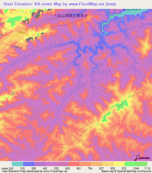 Xiaxi,China Elevation Map