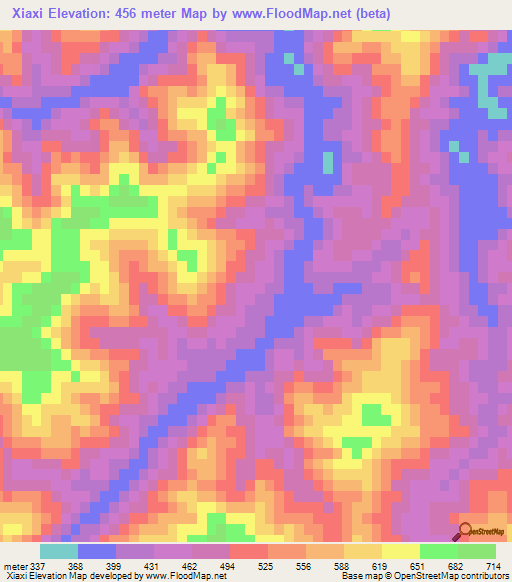 Xiaxi,China Elevation Map