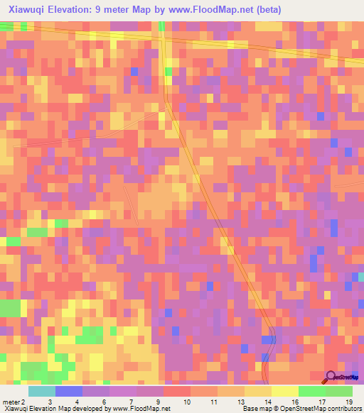 Xiawuqi,China Elevation Map