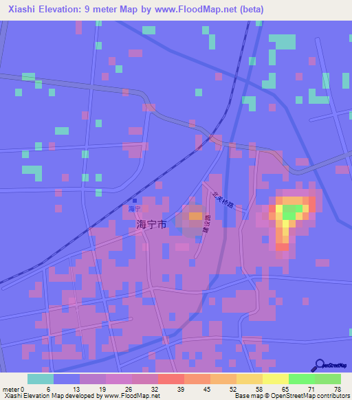 Xiashi,China Elevation Map