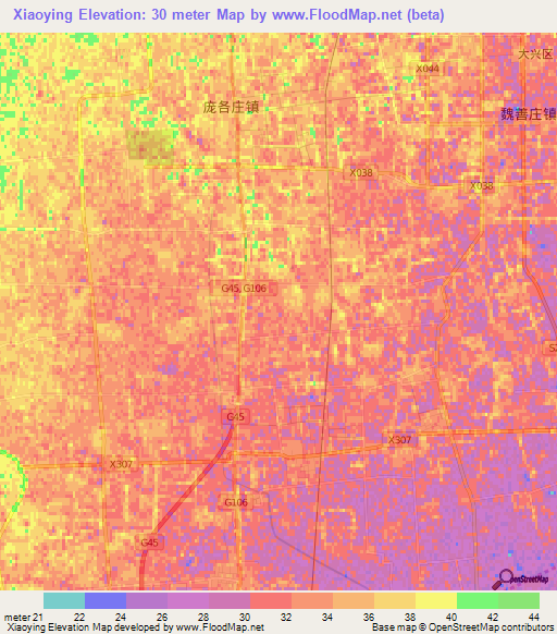 Xiaoying,China Elevation Map
