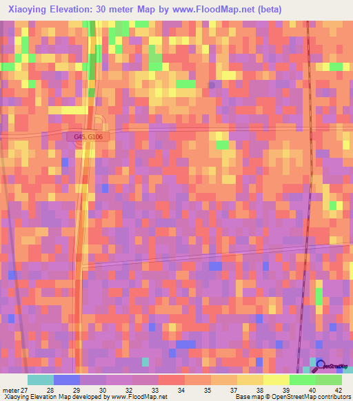 Xiaoying,China Elevation Map