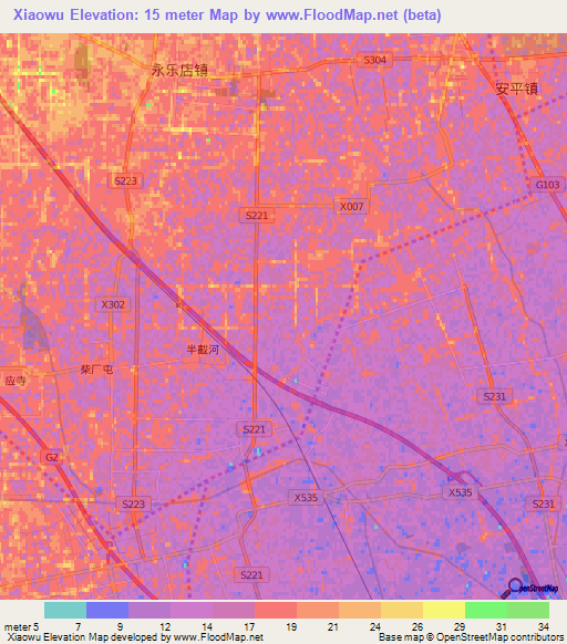 Xiaowu,China Elevation Map