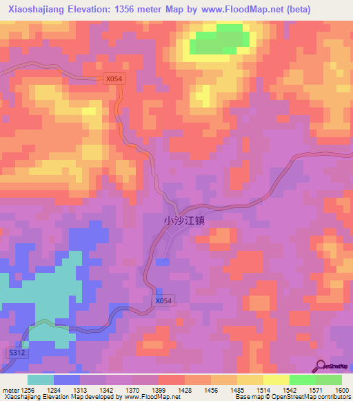 Xiaoshajiang,China Elevation Map