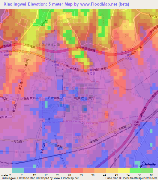 Xiaolingwei,China Elevation Map