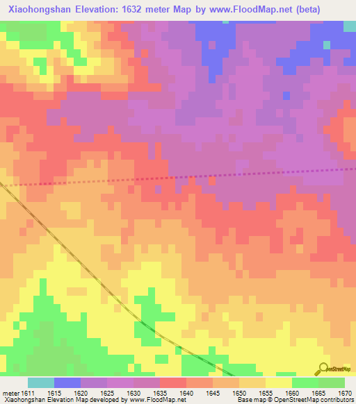 Xiaohongshan,China Elevation Map