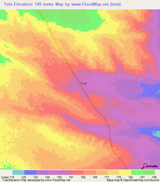 Tula,Kenya Elevation Map
