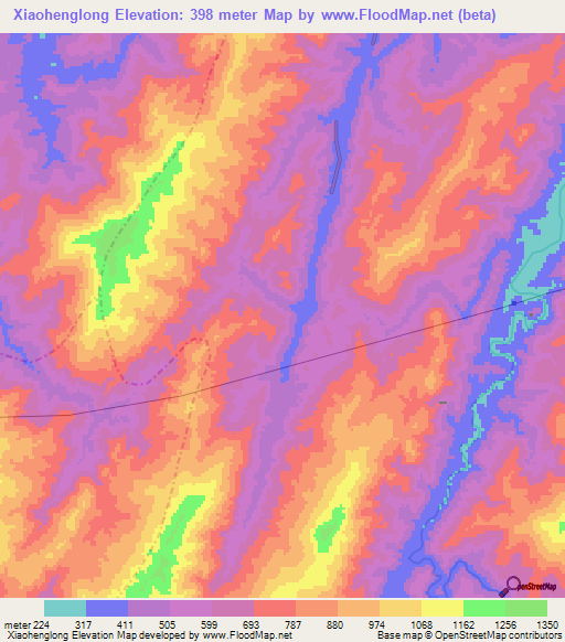 Xiaohenglong,China Elevation Map