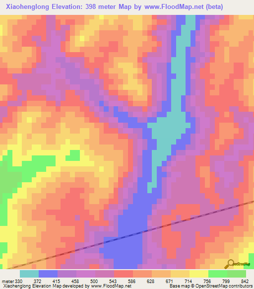 Xiaohenglong,China Elevation Map