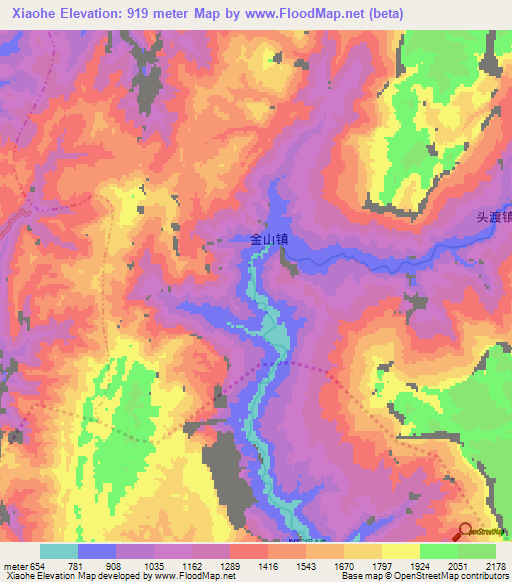Xiaohe,China Elevation Map