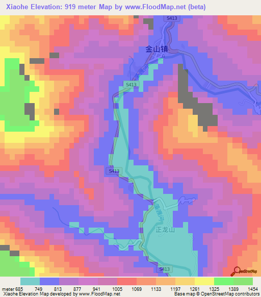 Xiaohe,China Elevation Map