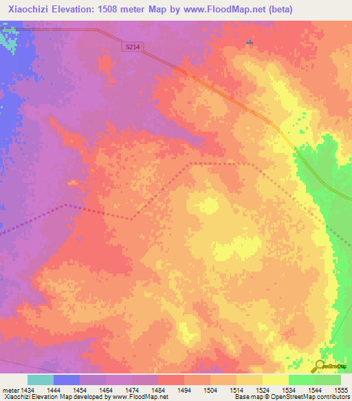 Xiaochizi,China Elevation Map