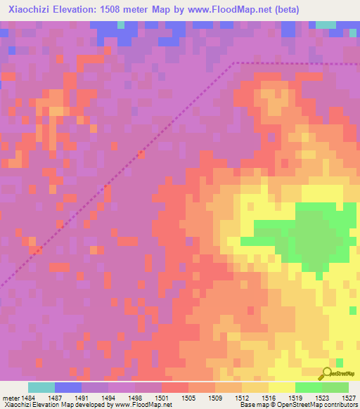 Xiaochizi,China Elevation Map