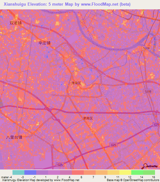 Xianshuigu,China Elevation Map