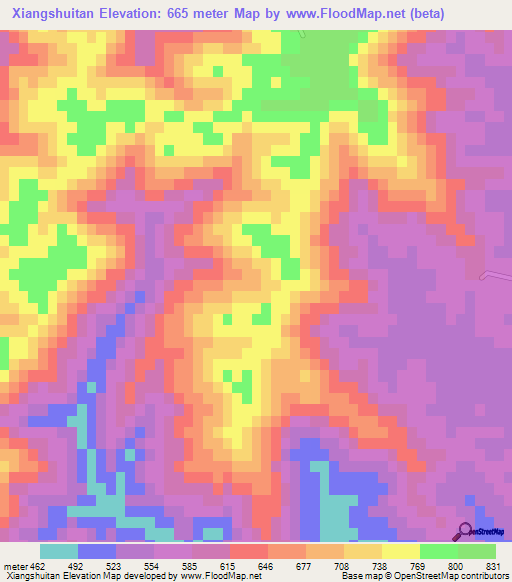 Xiangshuitan,China Elevation Map