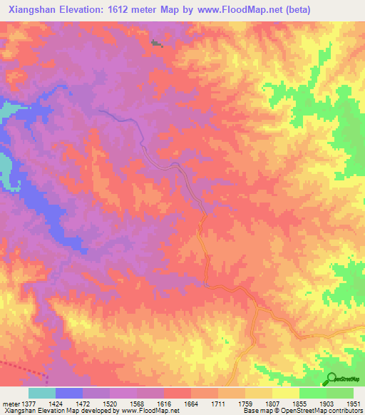 Xiangshan,China Elevation Map