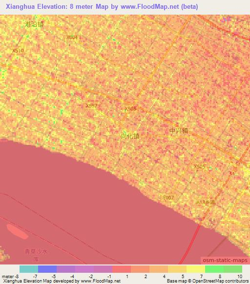 Xianghua,China Elevation Map