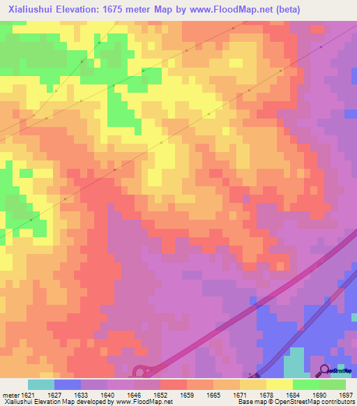 Xialiushui,China Elevation Map