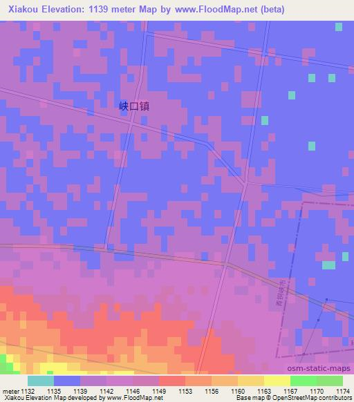 Xiakou,China Elevation Map