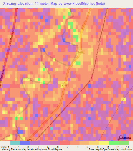 Xiacang,China Elevation Map