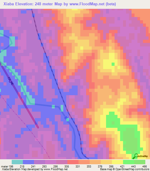 Xiaba,China Elevation Map