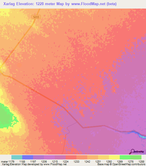 Xarlag,China Elevation Map