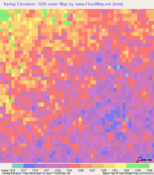 Xarlag,China Elevation Map