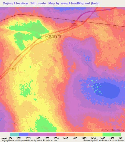 Xajing,China Elevation Map