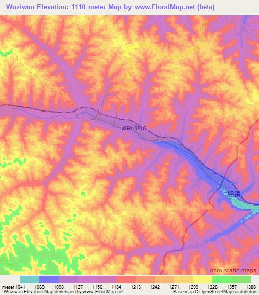 Wuziwan,China Elevation Map