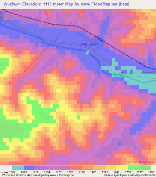 Wuziwan,China Elevation Map