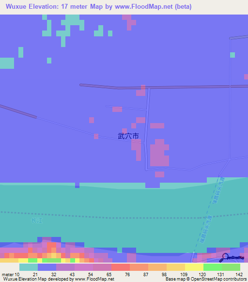 Wuxue,China Elevation Map