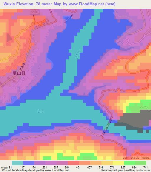 Wuxia,China Elevation Map