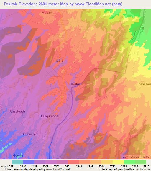 Tokitok,Kenya Elevation Map