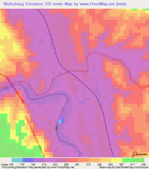 Wufuchang,China Elevation Map
