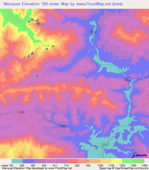 Wenquan,China Elevation Map