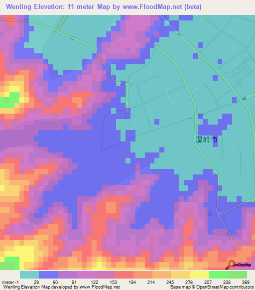 Wenling,China Elevation Map