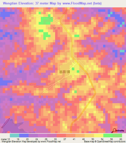 Wengtian,China Elevation Map
