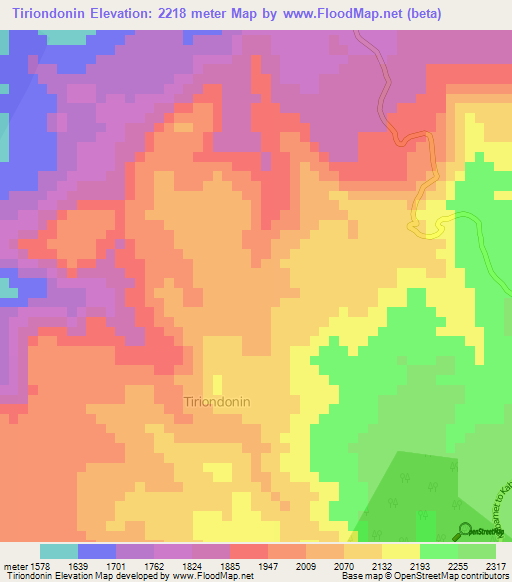 Tiriondonin,Kenya Elevation Map