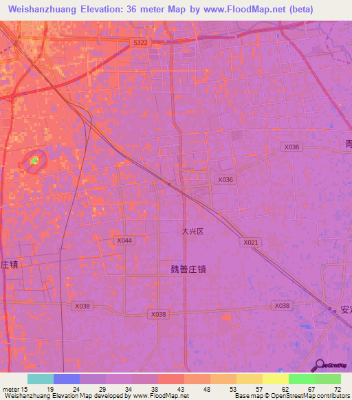 Weishanzhuang,China Elevation Map