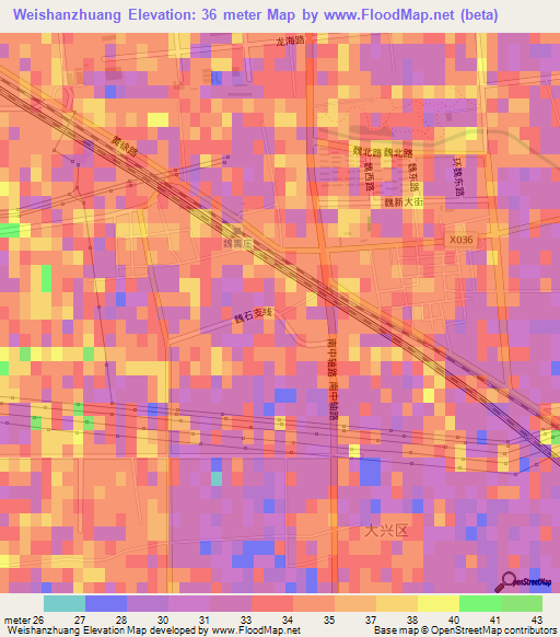 Weishanzhuang,China Elevation Map