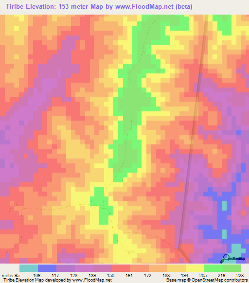 Tiribe,Kenya Elevation Map