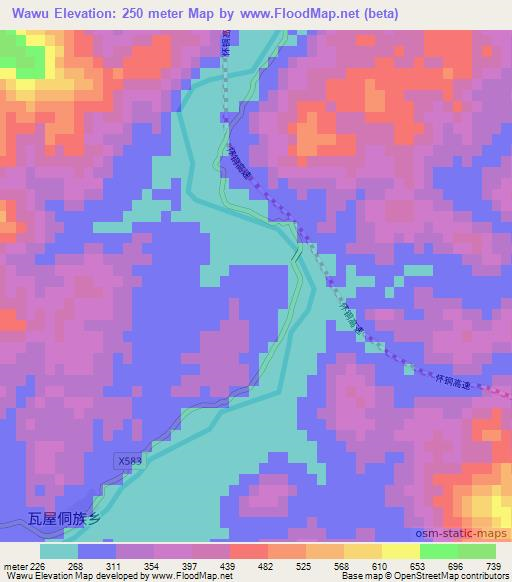 Wawu,China Elevation Map