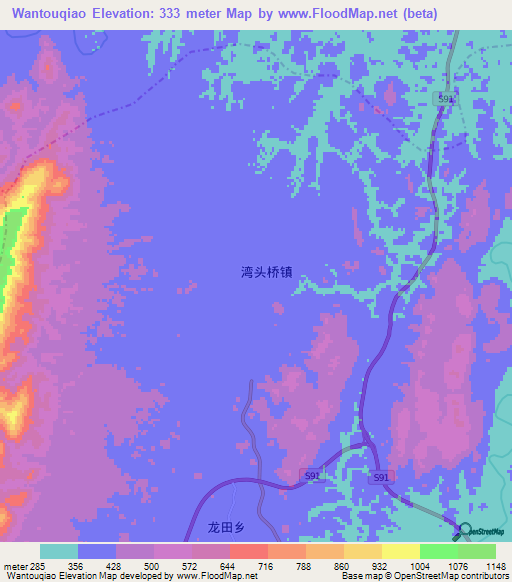 Wantouqiao,China Elevation Map
