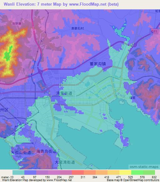 Wanli,China Elevation Map