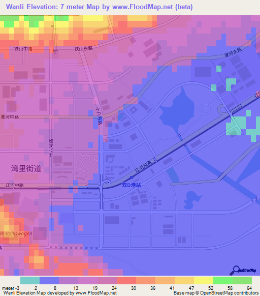 Wanli,China Elevation Map