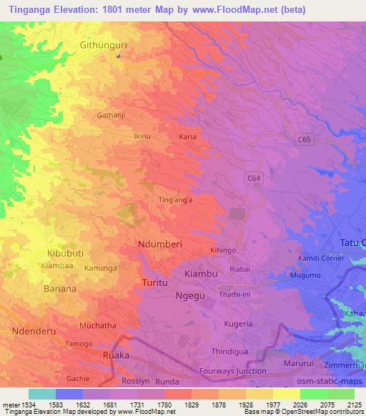 Tinganga,Kenya Elevation Map