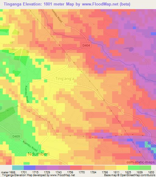 Tinganga,Kenya Elevation Map