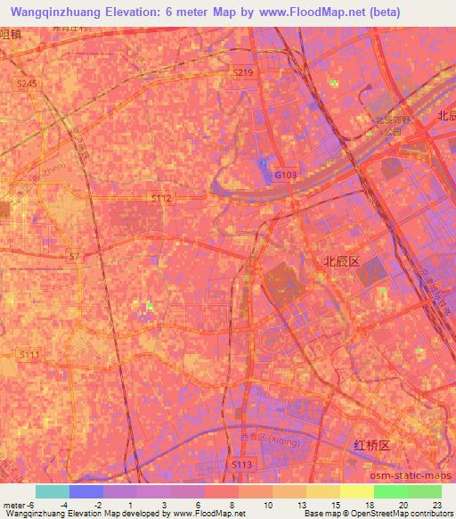Wangqinzhuang,China Elevation Map